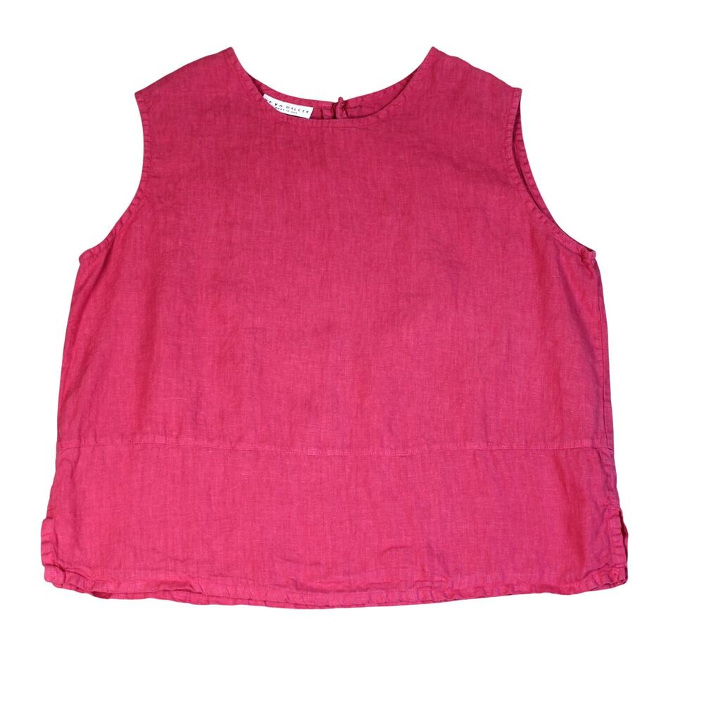 Bryn Walker Linen Tank Top Womens Large Pink Lagenlook Boxy USA Summer Casual